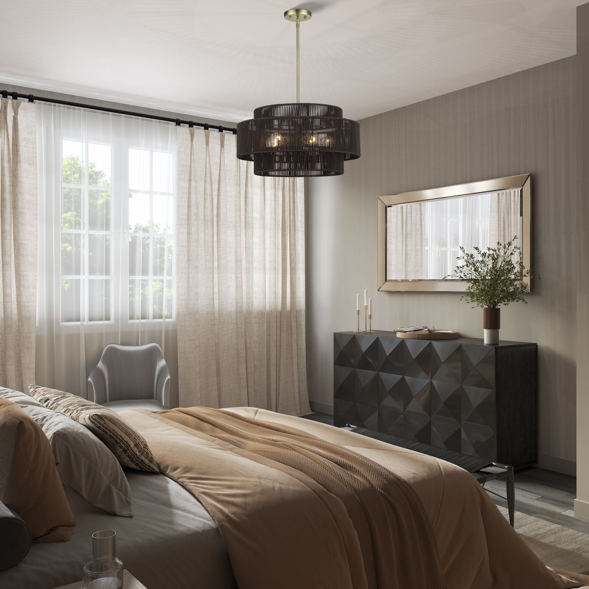 Acordia 5 Light 22 inch Antique Brass Pendant Chandelier Ceiling Light