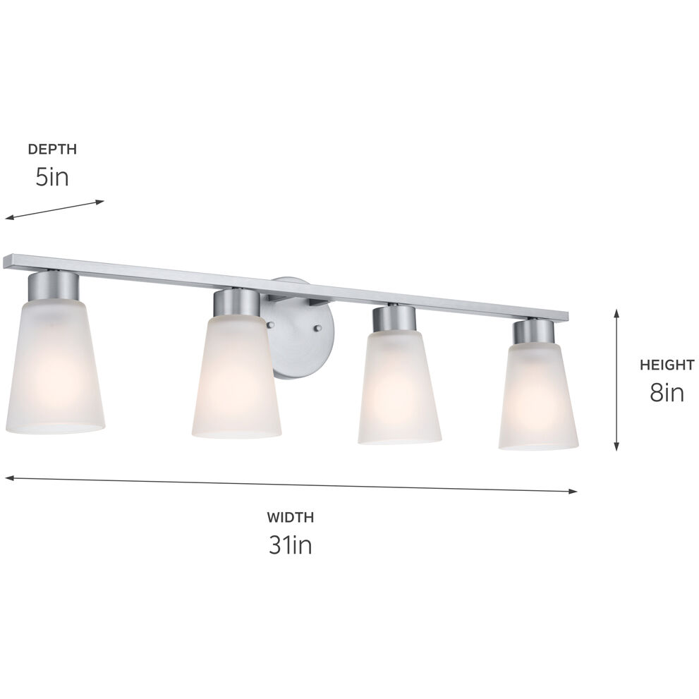 Stamos 4 Light 31 inch Brushed Nickel Bath Vanity Light Wall Light, 4 Arm