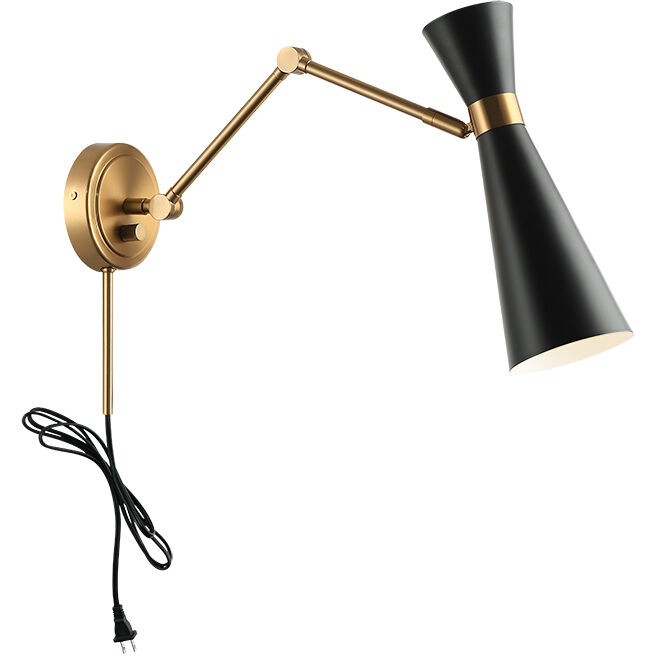 Blaze Wall Sconce Wall Light in Aged Gold Brass and Black