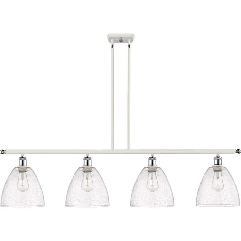 Ballston Ballston Dome 4 Light 48 inch White and Polished Chrome Island Light Ceiling Light in Seedy Glass