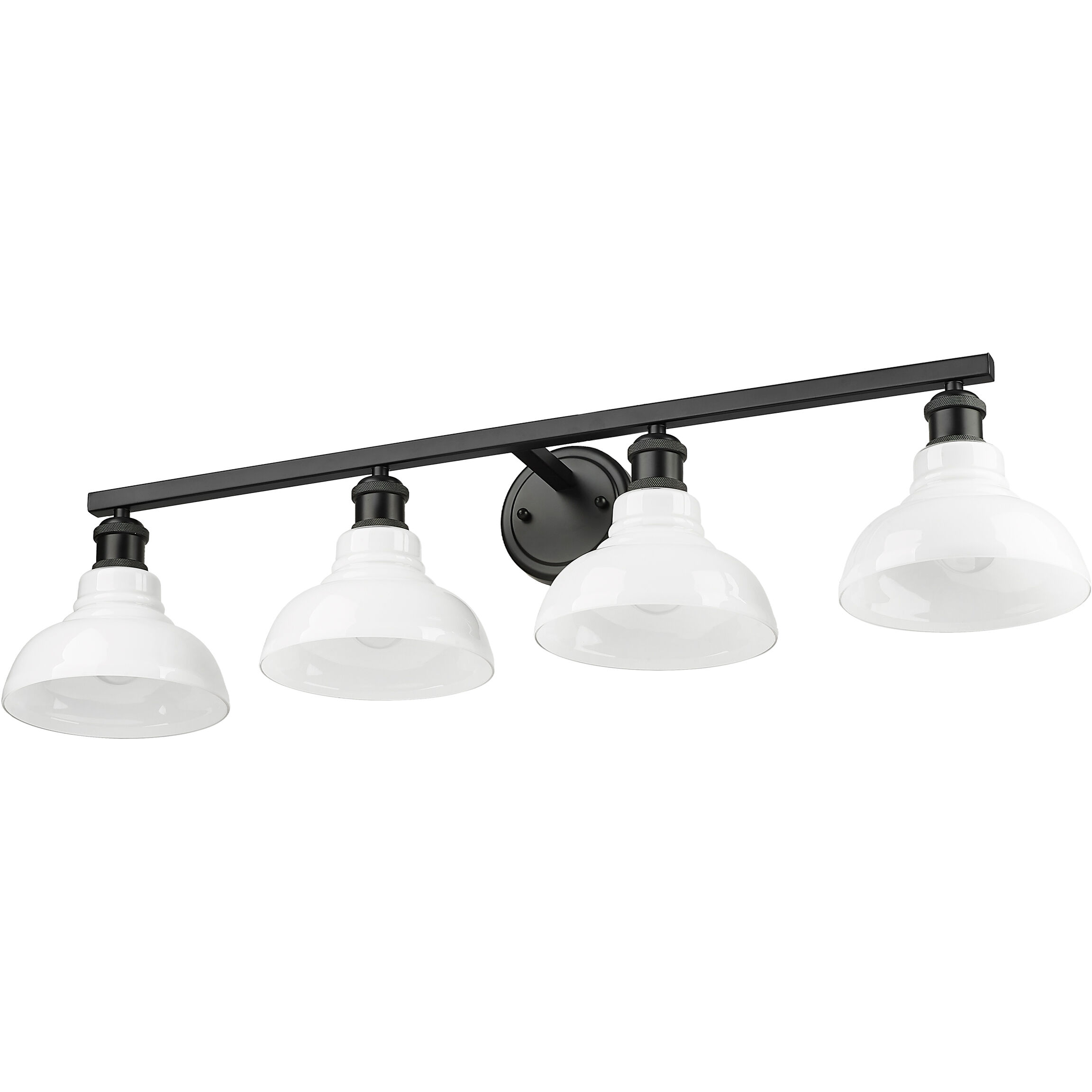 Yep Carver Vanity Wall Light in Matte Black, Vintage Milk Glass