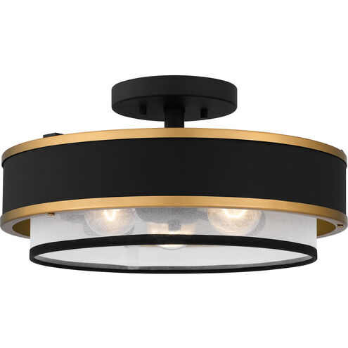 Lockwood 3 Light 15 inch Earth Black Semi-Flush Mount Ceiling Light