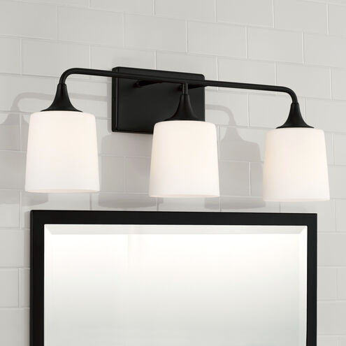 Presley 3 Light 26.25 inch Matte Black Vanity Light Wall Light
