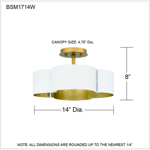 Balsam 4 Light 14 inch White Lustre Semi-Flush Mount Ceiling Light