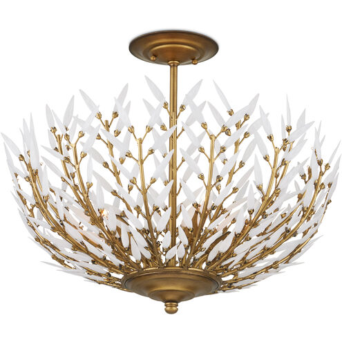 Magnum 4 Light 22.5 inch Brass/White Semi-Flush Mount Ceiling Light