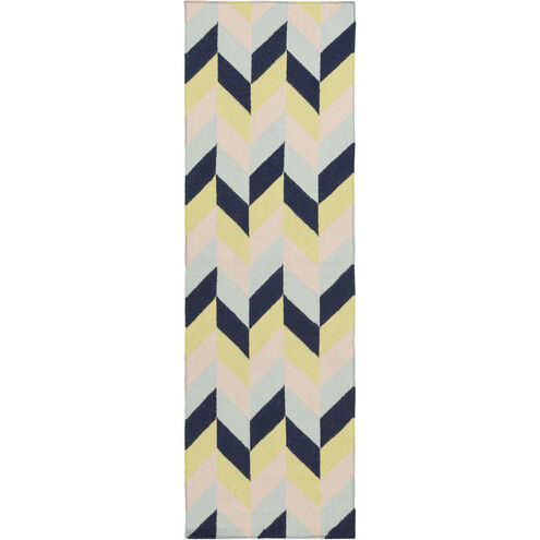 Talitha 96 X 30 inch Lime, Navy, Pale Pink, Ice Blue Rug