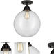 Nouveau 2 Beacon LED 12 inch Matte Black Semi-Flush Mount Ceiling Light in Clear Glass
