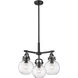 Newton Sphere 3 Light 20.38 inch Matte Black Pendant Ceiling Light in Clear Glass