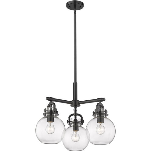 Newton Sphere 3 Light 20.38 inch Matte Black Pendant Ceiling Light in Clear Glass