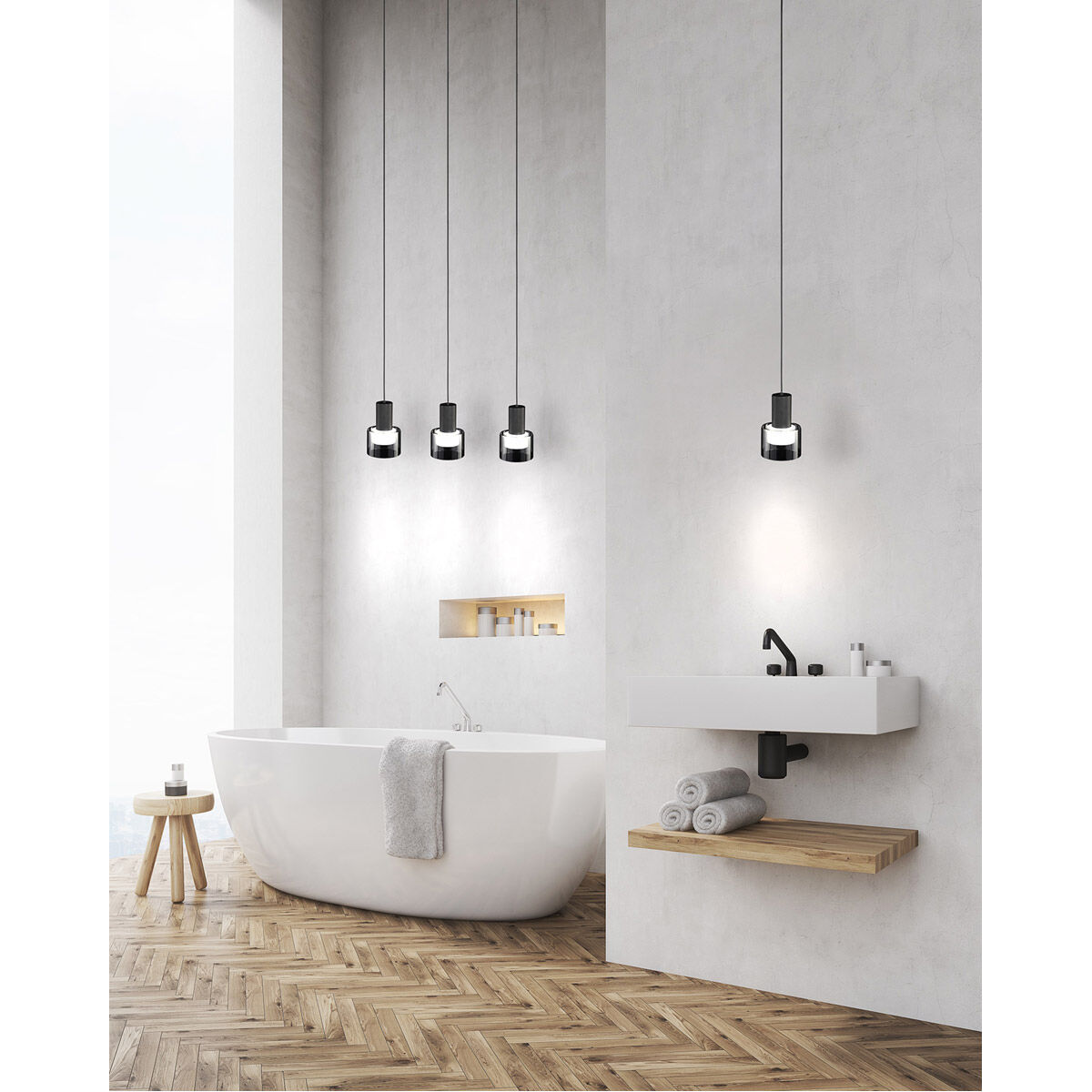 Molineros LED 28 inch Black Linear Pendant Ceiling Light