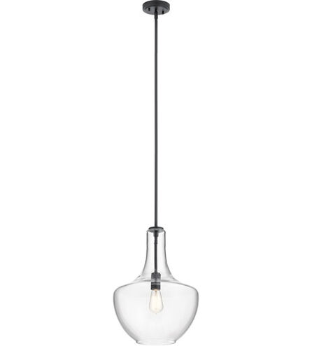 Everly 1 Light 14 inch Black Pendant Ceiling Light in Clear