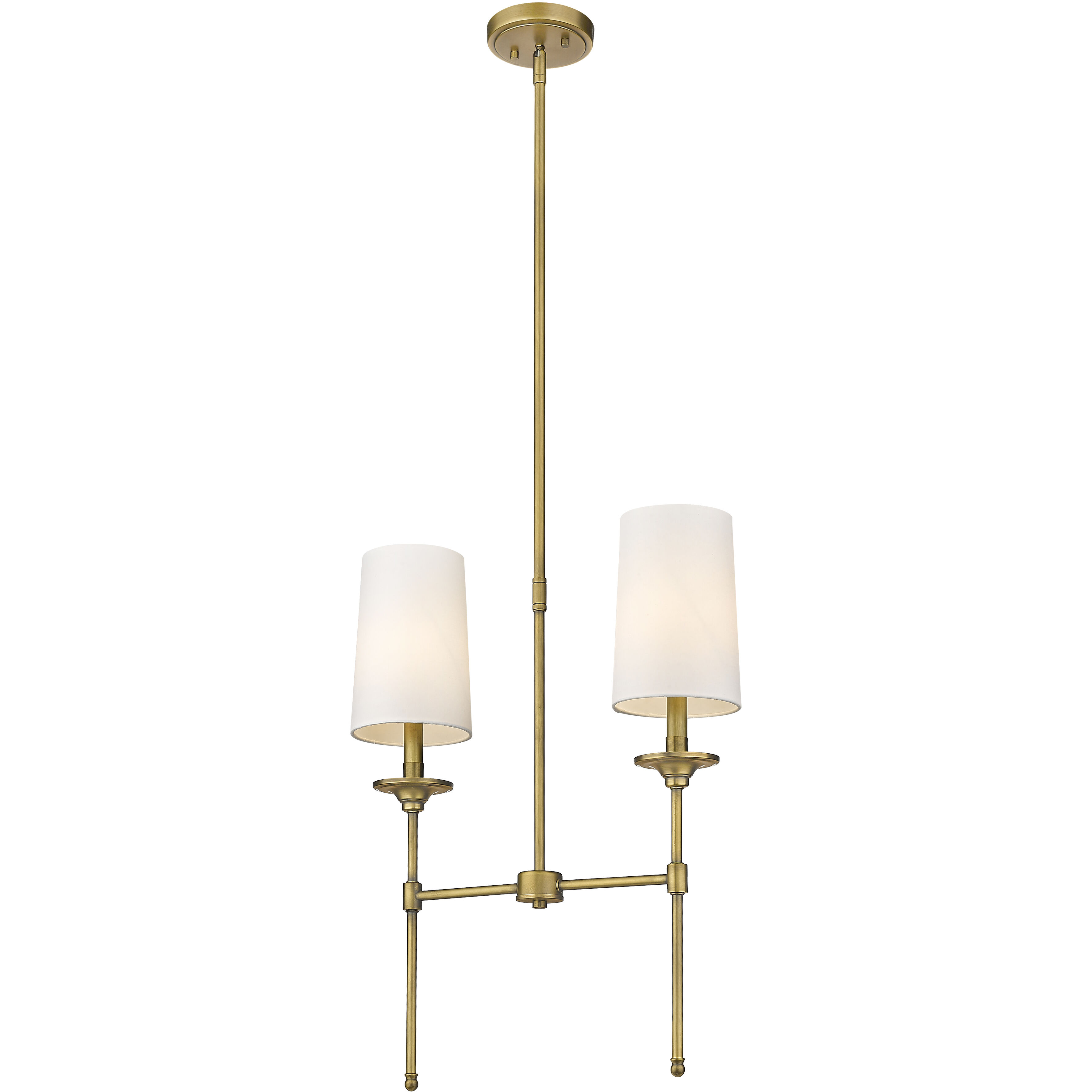 Emily 2 Light 19 inch Rubbed Brass Linear Chandelier Ceiling Light