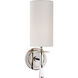 AERIN Drunmore 1 Light 4.5 inch Polished Nickel with Crystal Single Sconce Wall Light in Linen, Polished Nickel and Crystal