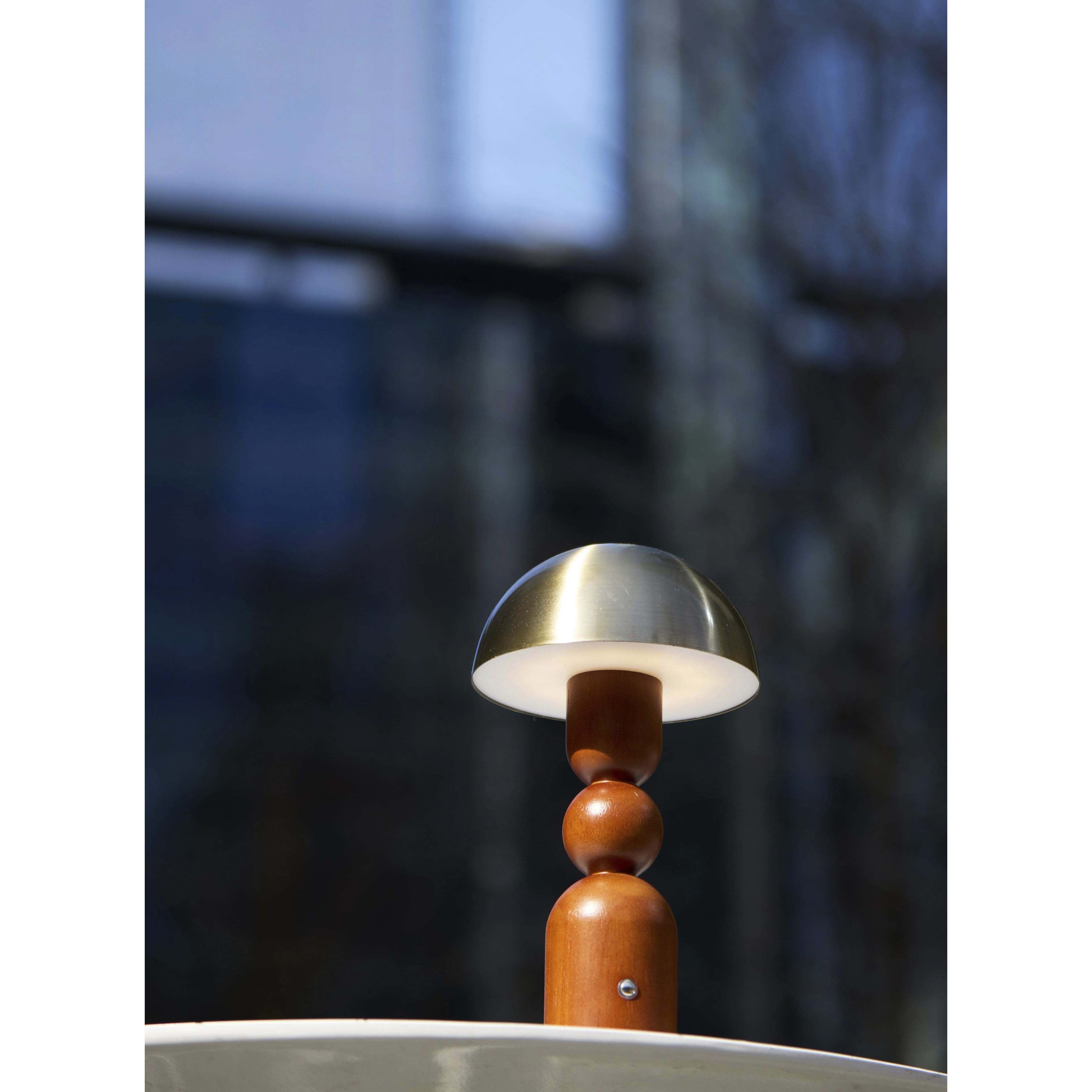 Connie 10.75 inch 2.00 watt Walnut and Antique Brass Cordless Table Lamp Portable Light