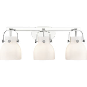 Pilaster II Bell 3 Light 26.5 inch Polished Chrome Bath Vanity Light Wall Light in Matte White Glass