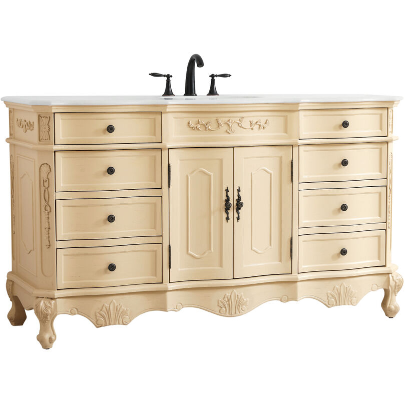 Danville 60 X 21 X 36 inch Light Antique Beige Vanity Sink Set