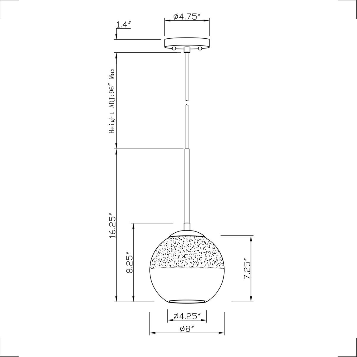 Callisto 1 Light 8 inch Soft Gold Pendant Ceiling Light