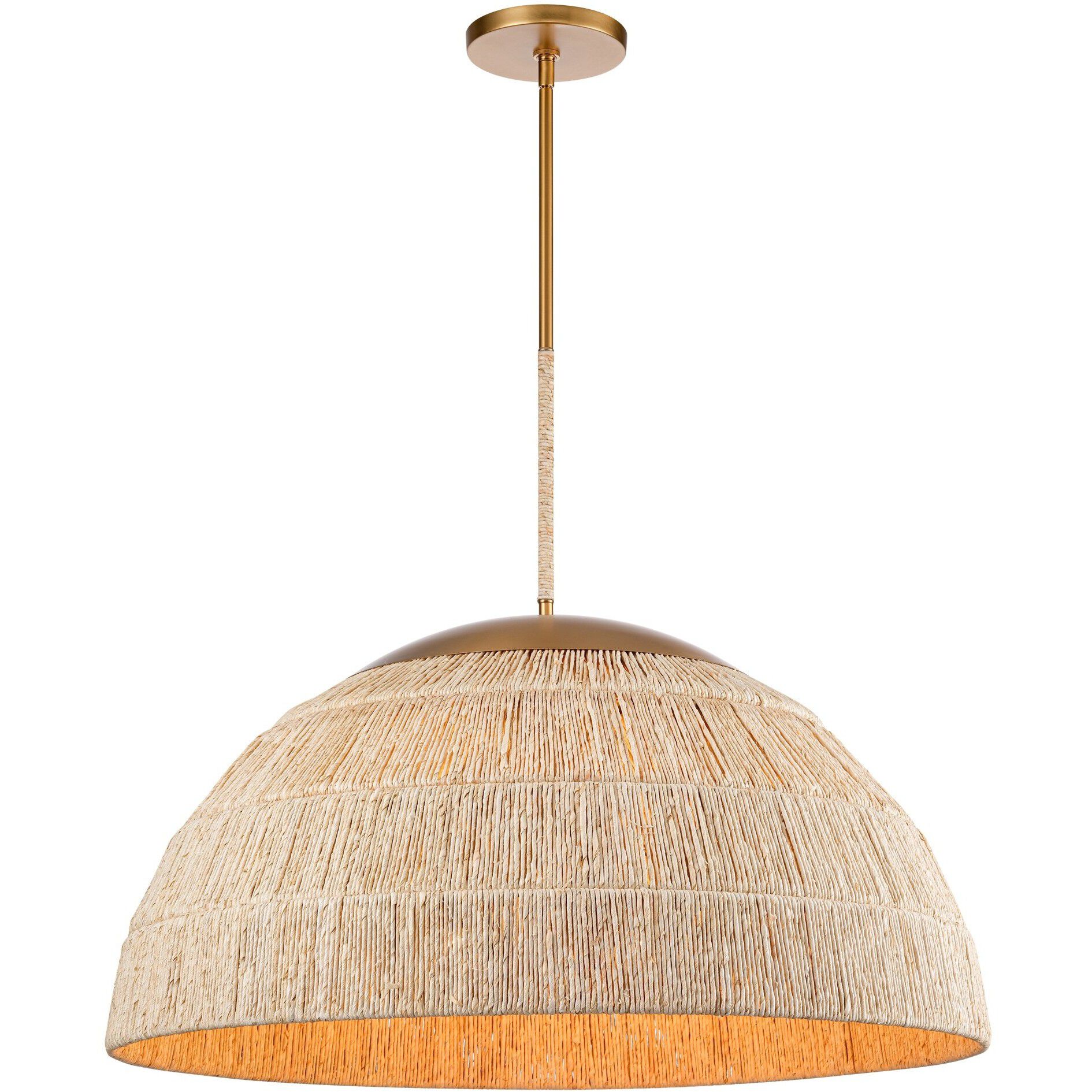 Copa 6 Light 36 inch Natural Brass Pendant Ceiling Light, Converts to Semi Flush