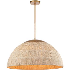 Copa 6 Light 36 inch Natural Brass Pendant Ceiling Light, Converts to Semi Flush