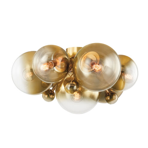 Kyoto 7 Light 28 inch Vintage Polished Brass Flush Mount Ceiling Light