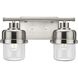 Beckner 2 Light 14.62 inch Brushed Nickel Bath Light Wall Light