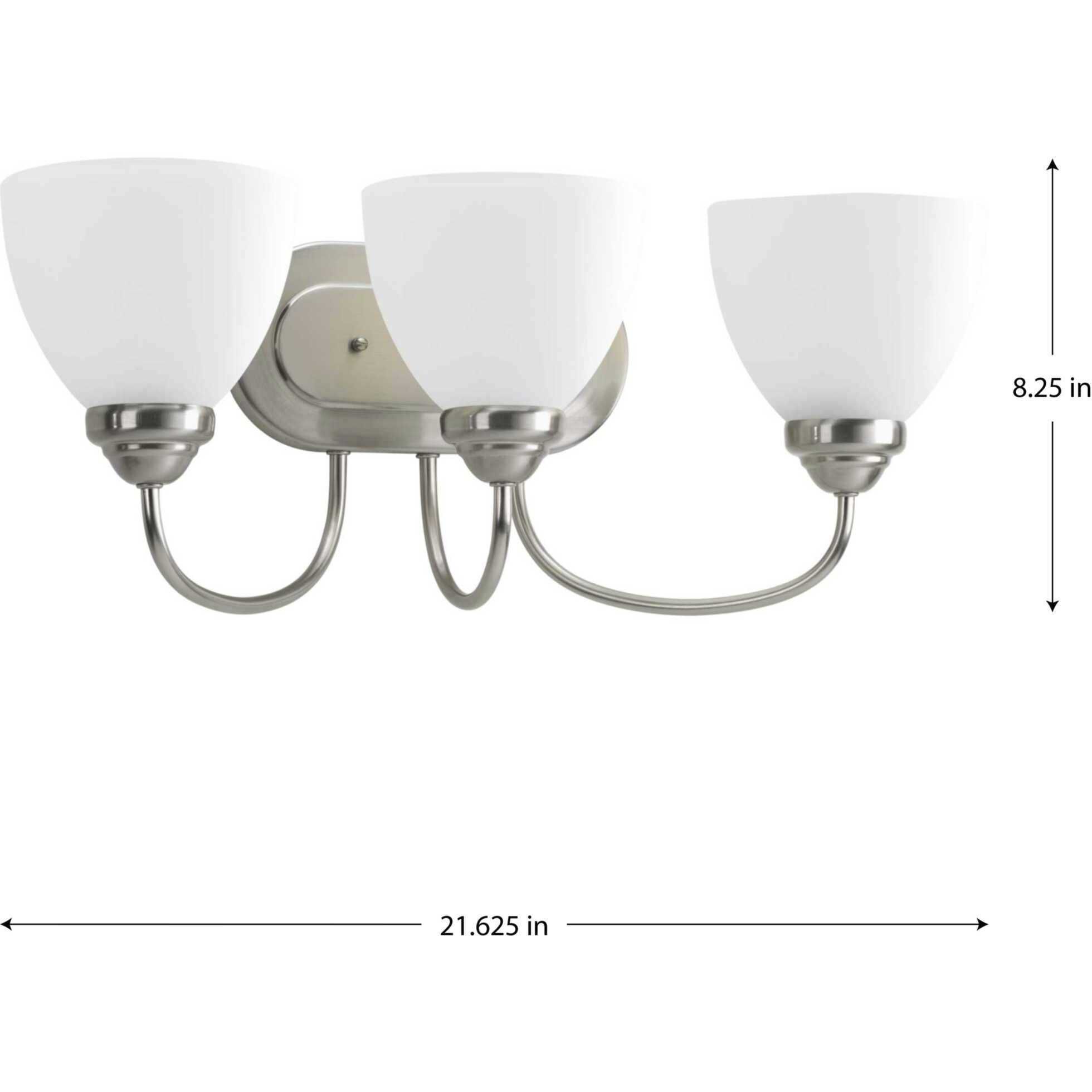 Heart 3 Light 21.63 inch Brushed Nickel Bath Vanity Wall Light