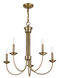Estate 5 Light 25 inch Antique Brass Chandelier Ceiling Light
