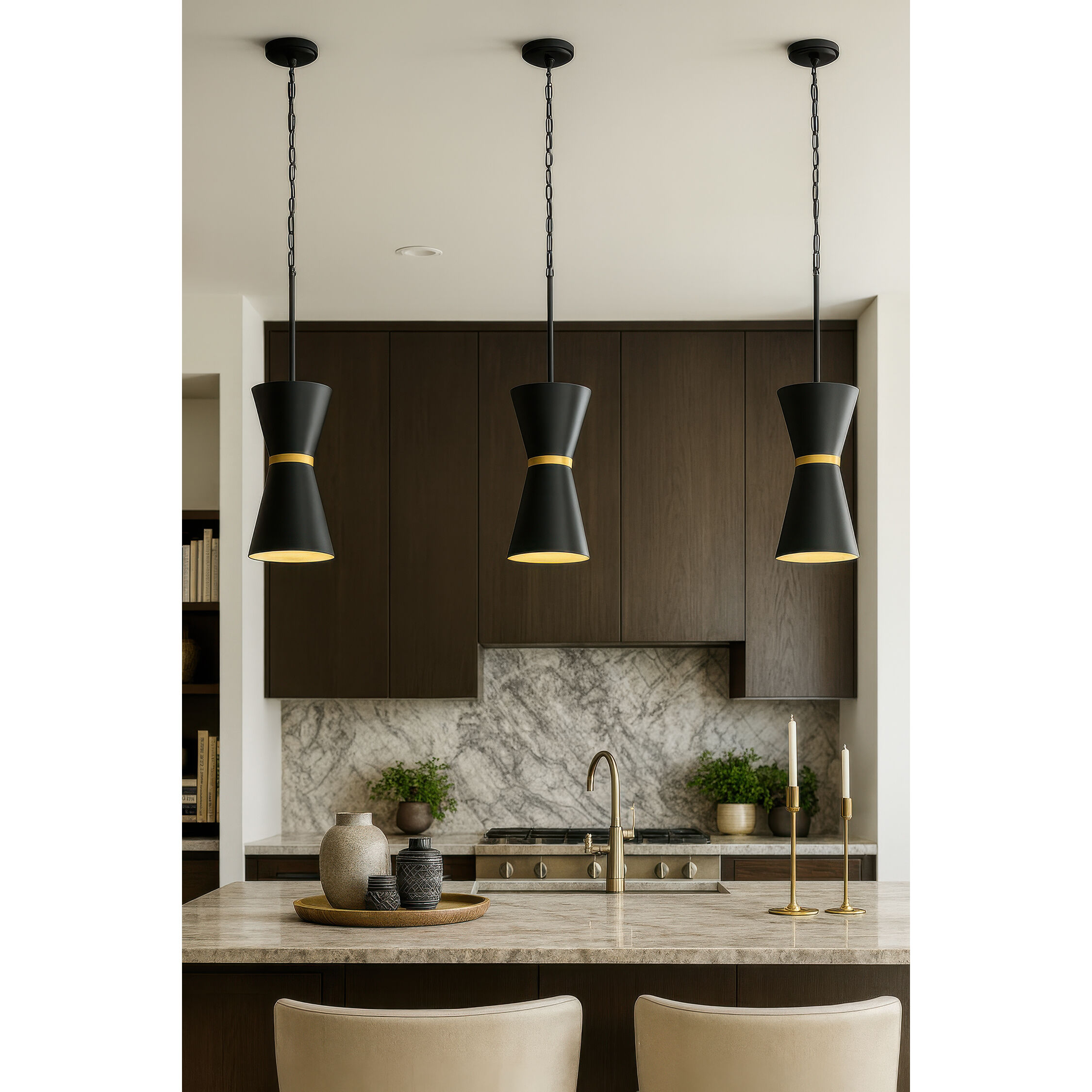 Mad Hatter 2 Light 8 inch Matte Black and French Gold Pendant Ceiling Light