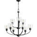 Reyes 9 Light 31 inch Textured Black Chandelier Ceiling Light