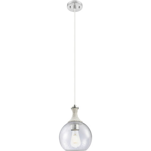 Astor 1 Light 8 inch Satin Nickel Mini Pendant Ceiling Light in Seedy Glass