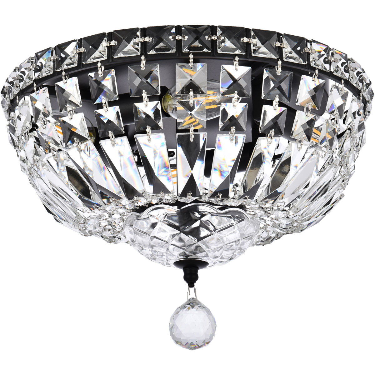 Tranquil 4 Light 12 inch Black and Clear Flush Mount Ceiling Light