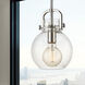 Downtown Urban Newton Sphere 1 Light 8 inch Polished Nickel Mini Pendant Ceiling Light in Clear