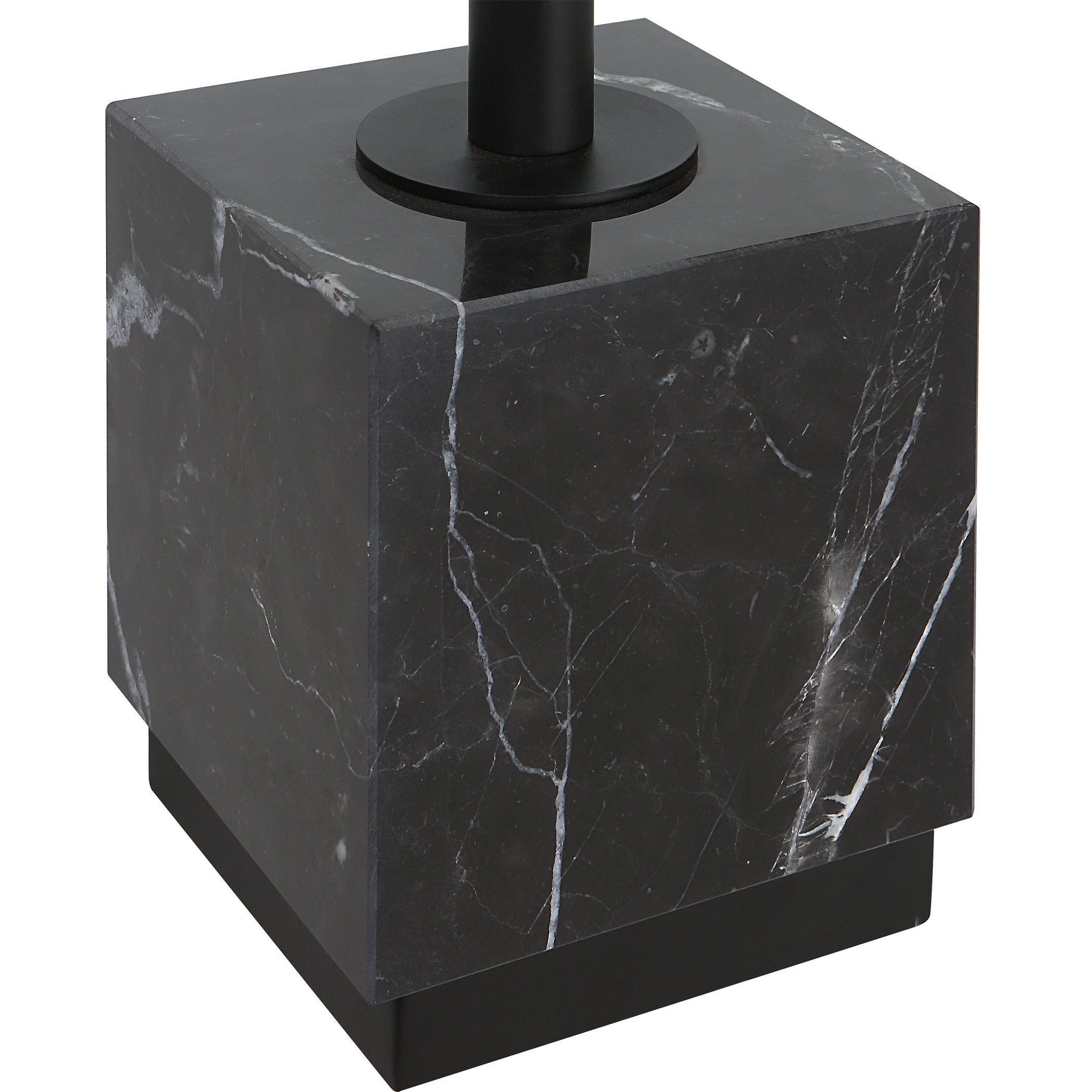 Escort 37 inch 100.00 watt Satin Black and Black Marble Buffet Lamp Portable Light