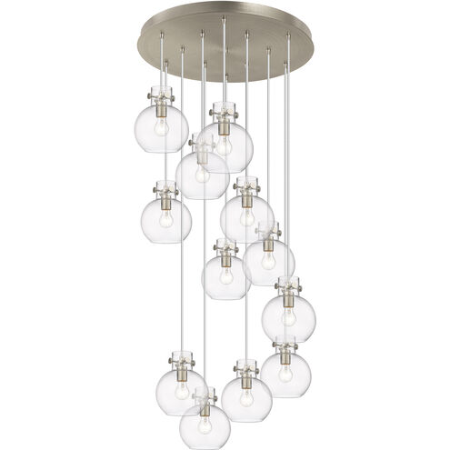 Newton Sphere 12 Light 27.25 inch Brushed Satin Nickel Multi Pendant Ceiling Light in Clear Glass