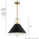 Carrington Isle 1 Light 16.25 inch Flat Matte Black and Luxe Gold Pendant Ceiling Light, Large