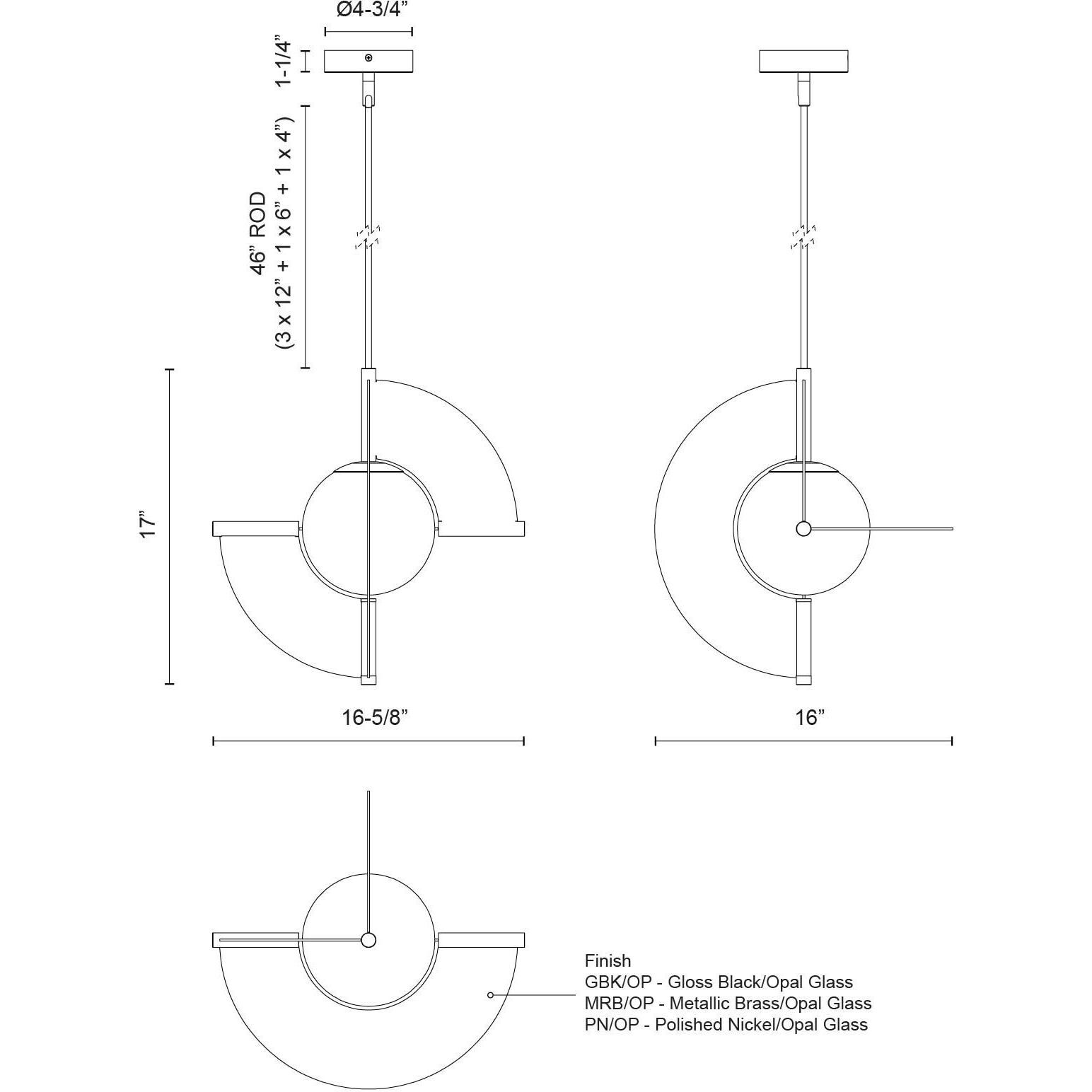 Scorpio LED 16 inch Polished Nickel Pendant Ceiling Light