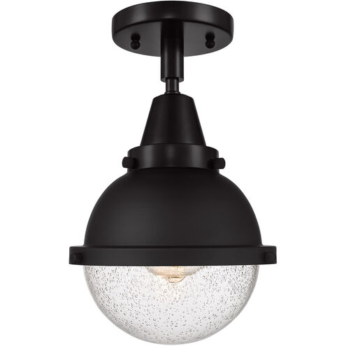 Franklin Restoration Hampden 1 Light 7 inch Matte Black Flush Mount Ceiling Light in Seedy Glass