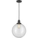 Franklin Restoration Beacon LED 12 inch Matte Black Mini Pendant Ceiling Light in Clear, Franklin Restoration
