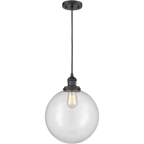 Franklin Restoration Beacon LED 12 inch Matte Black Mini Pendant Ceiling Light in Clear, Franklin Restoration