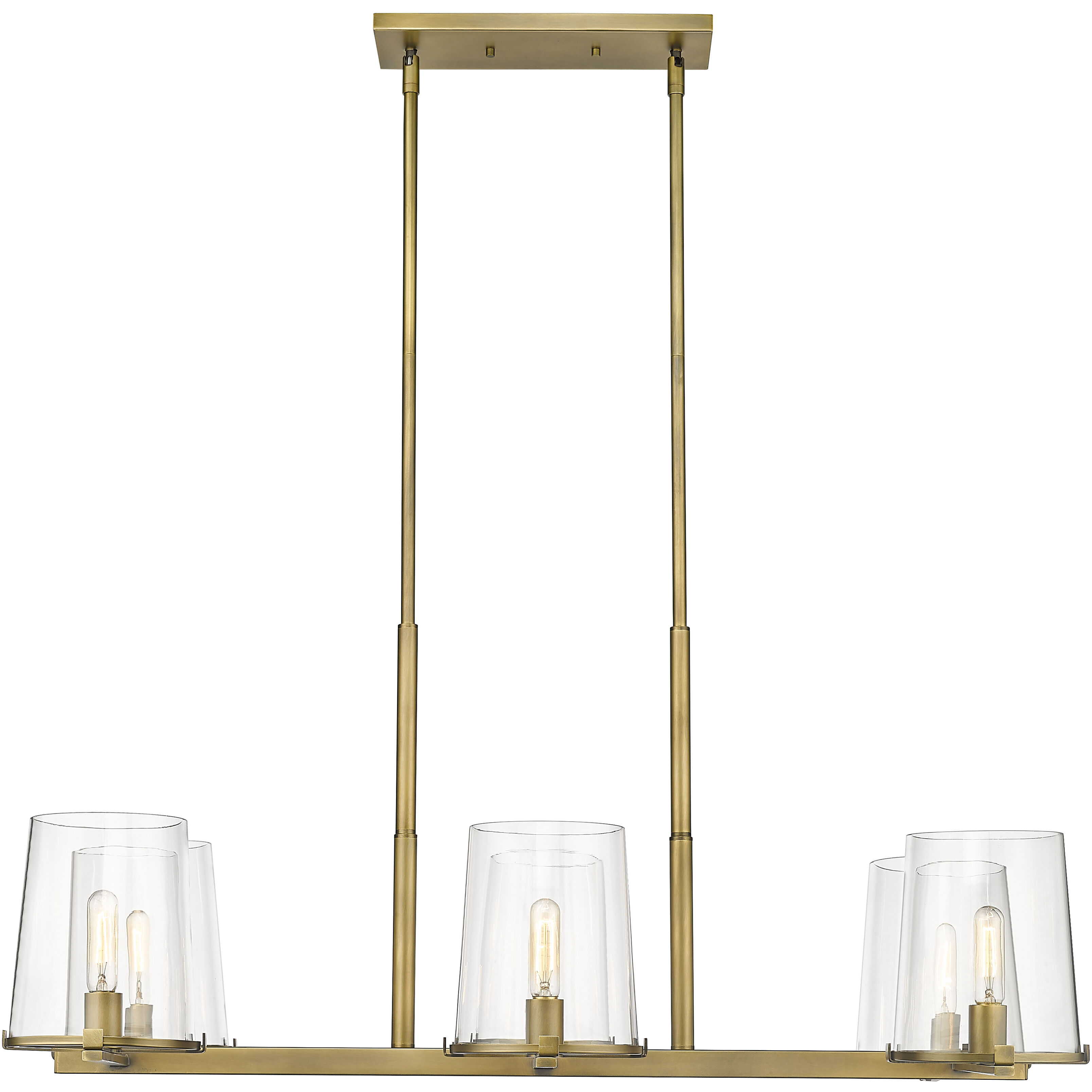Callista 6 Light 43.5 inch Rubbed Brass Linear Chandelier Ceiling Light