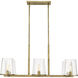 Callista 6 Light 43.5 inch Rubbed Brass Linear Chandelier Ceiling Light