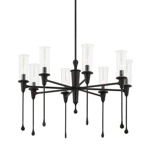 Chisel 8 Light 31.75 inch Black Iron Chandelier Ceiling Light