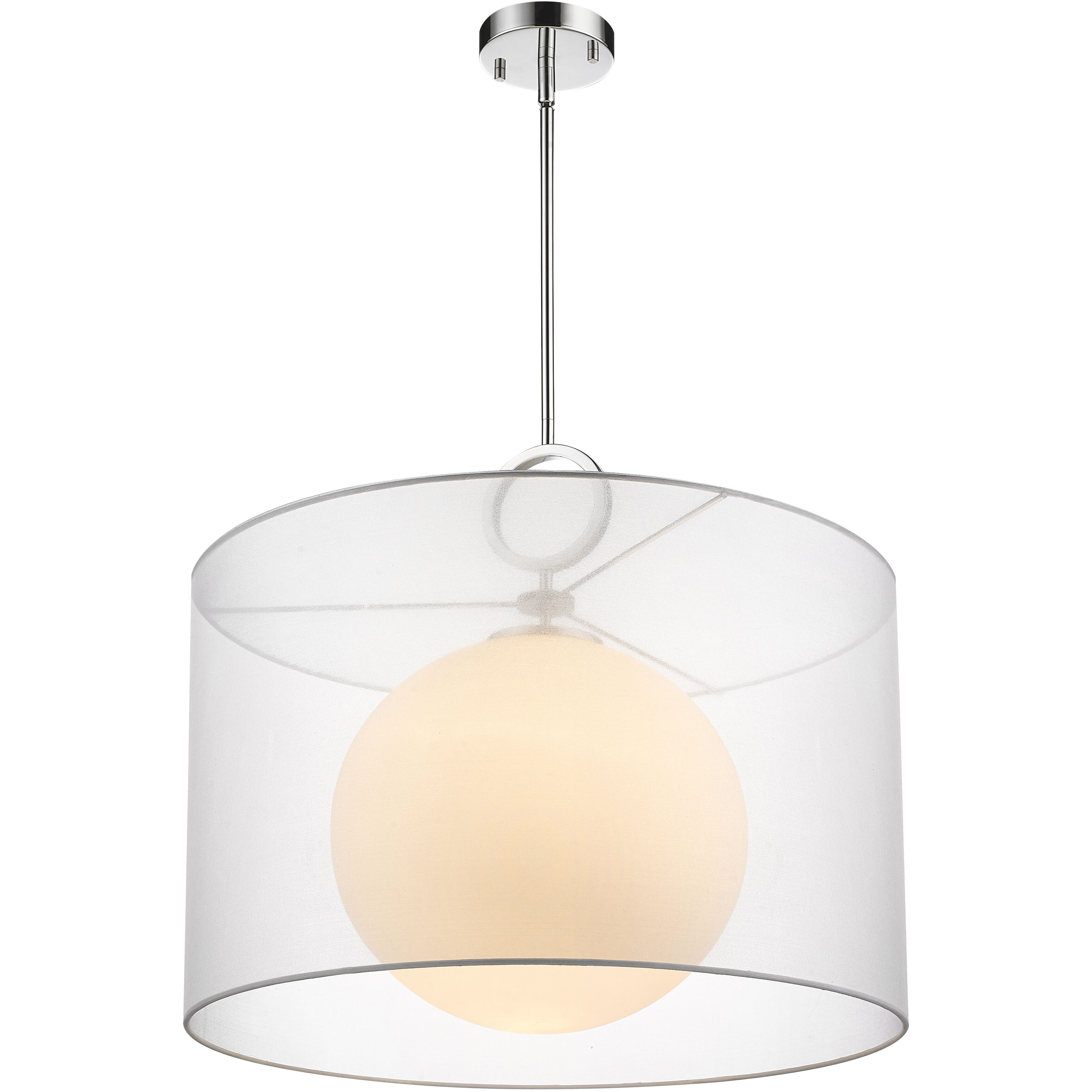 Arosia 1 Light 24 inch Chrome Pendant Ceiling Light in White Fabric