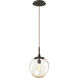 Aster Incandescent 1 Light 10 inch Flat Bronze Pendant Ceiling Light in Amber Aster