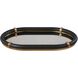 Cyprus Black Faux Shagreen Leather and Brass Tray