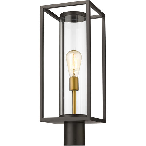 Dunbroch 1 Light 21.75 inch Deep Bronze and Outdoor Brass Outdoor Post Mount Fixture