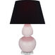 Double Gourd 30 inch 150 watt Rose Water with Lucite Table Lamp Portable Light in Ink Black with Rose Red