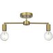 Zane 2 Light 5 inch Satin Gold Flush Mount Ceiling Light