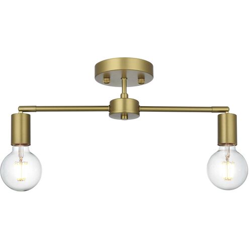 Zane 2 Light 5 inch Satin Gold Flush Mount Ceiling Light