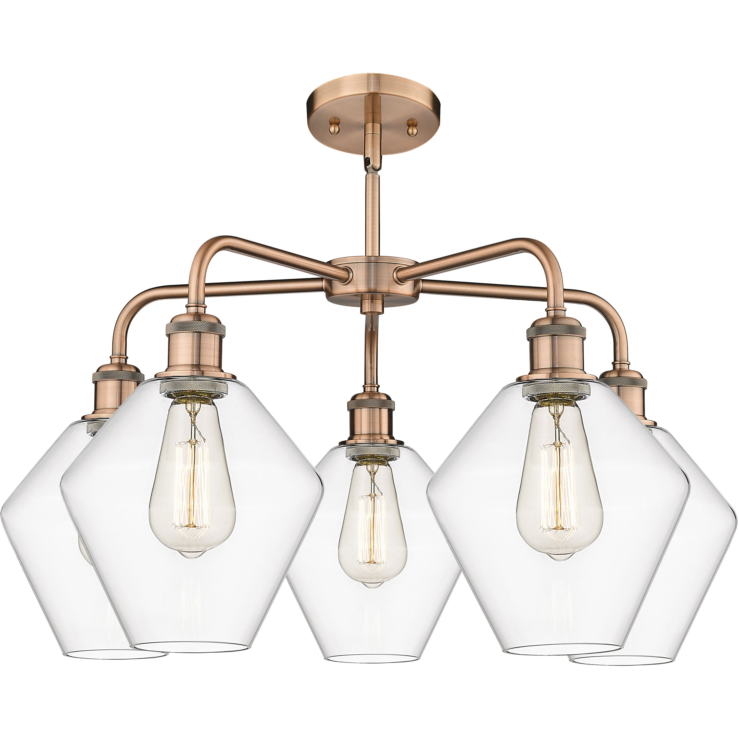 Cindyrella 5 Light 26 inch Antique Copper Chandelier Ceiling Light in Clear Glass